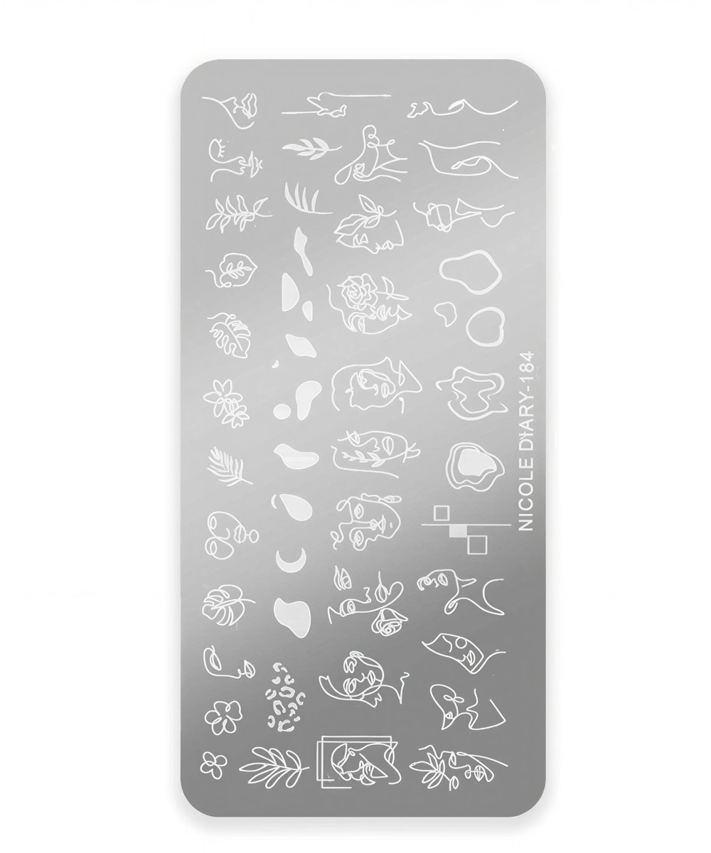 Stencil sheet with white line drawings of flowers