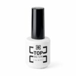 White bottle of Top Beton no-wipe nail top coat with a glossy black cap, set against a white background.
